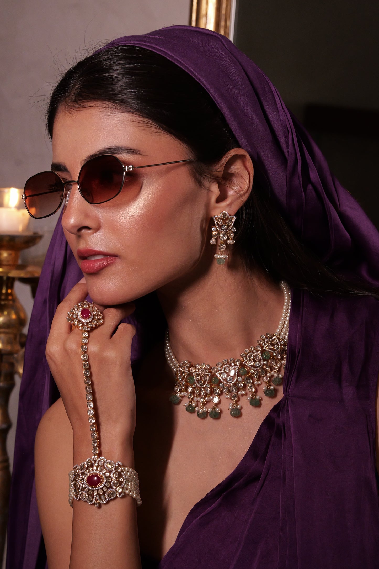 14kt Gold Bridal Green Drop Earrings