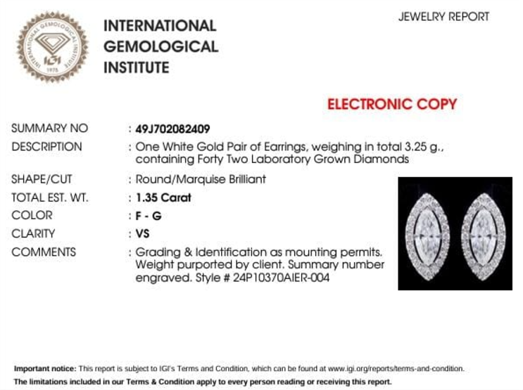 14kt Gold Marquise 1.11ct Earrings