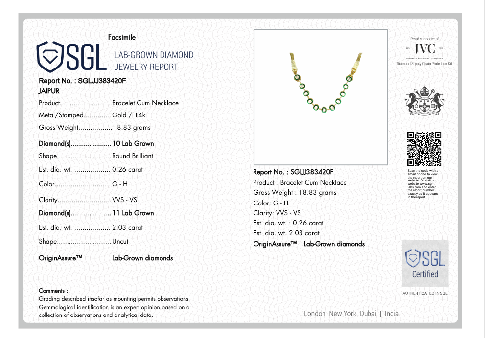 14kt Gold Green Meena Polki Bracelet/Choker