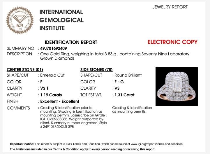 14kt Gold Emerald 1.19ct Solitaire Ring