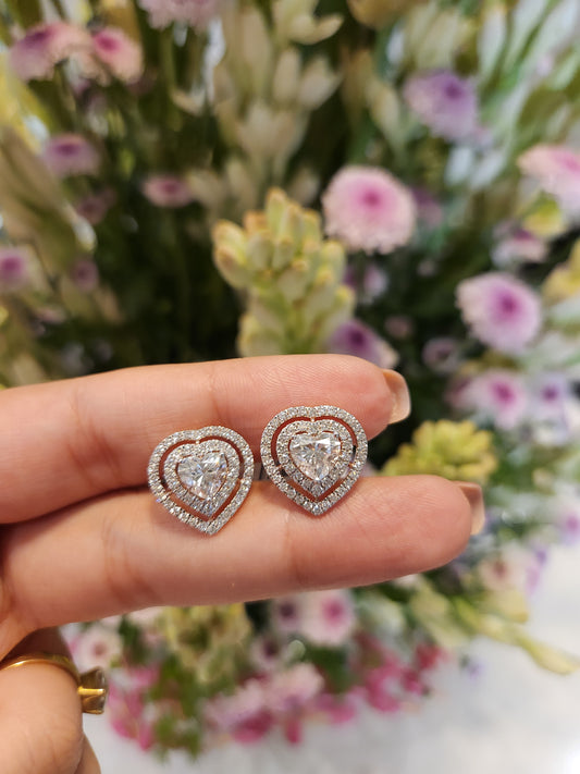 14kt Gold Heart 2.08ct Earrings