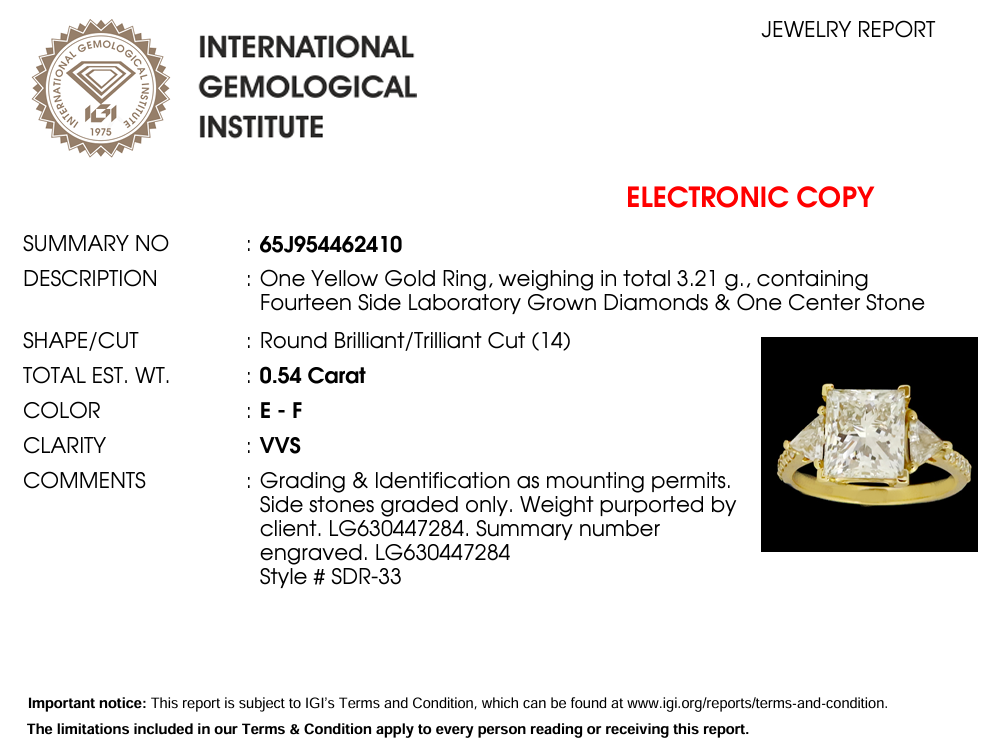 14kt Gold Princess Cut 3.08ct Ring