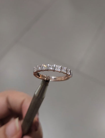 14kt Gold cvd Square .81ct Band Ring