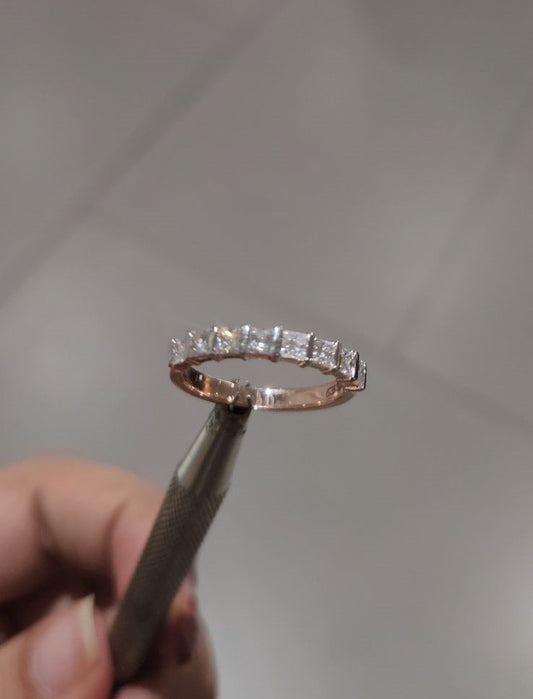 14kt Gold cvd Square .81ct Band Ring