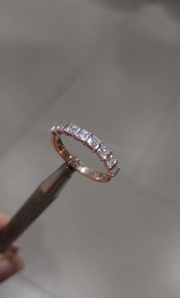 14kt Gold cvd Square .81ct Band Ring