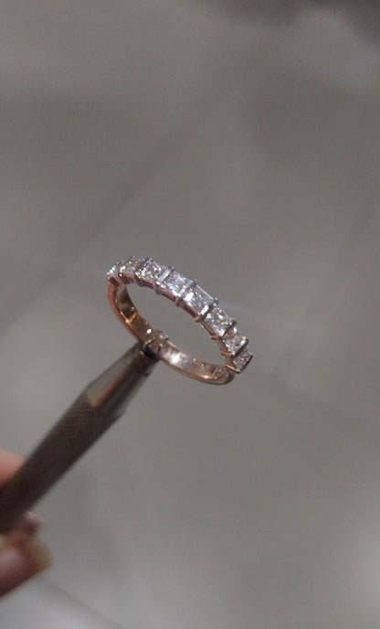 14kt Gold cvd Square .81ct Band Ring