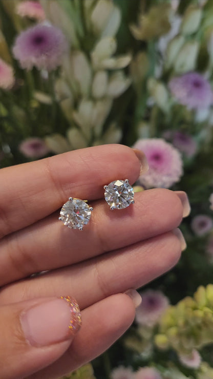 14kt Gold Round 2.9ct Solitaire Earrings