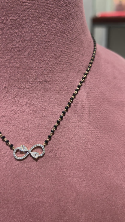 14kt Gold Infinity Pear .54ct Mangalsutra